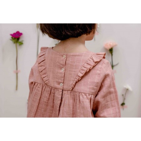 Robe brodée lange bois de rose Hermance