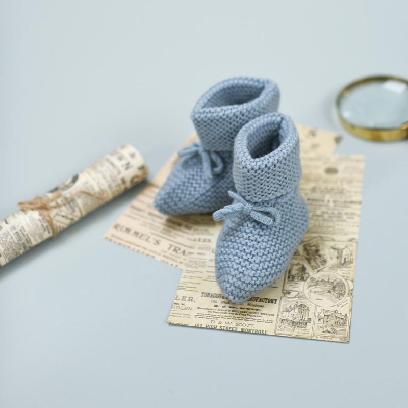 Chaussons Eug ne tricot bleu chin 100 laine